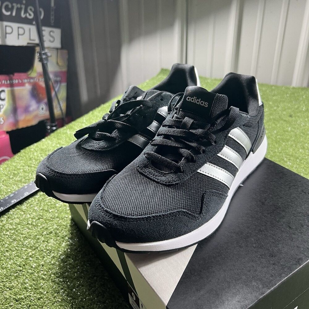 Adidas Run 60s 4.0 Women's Size 9 Black Silver Sneakers Shoes New